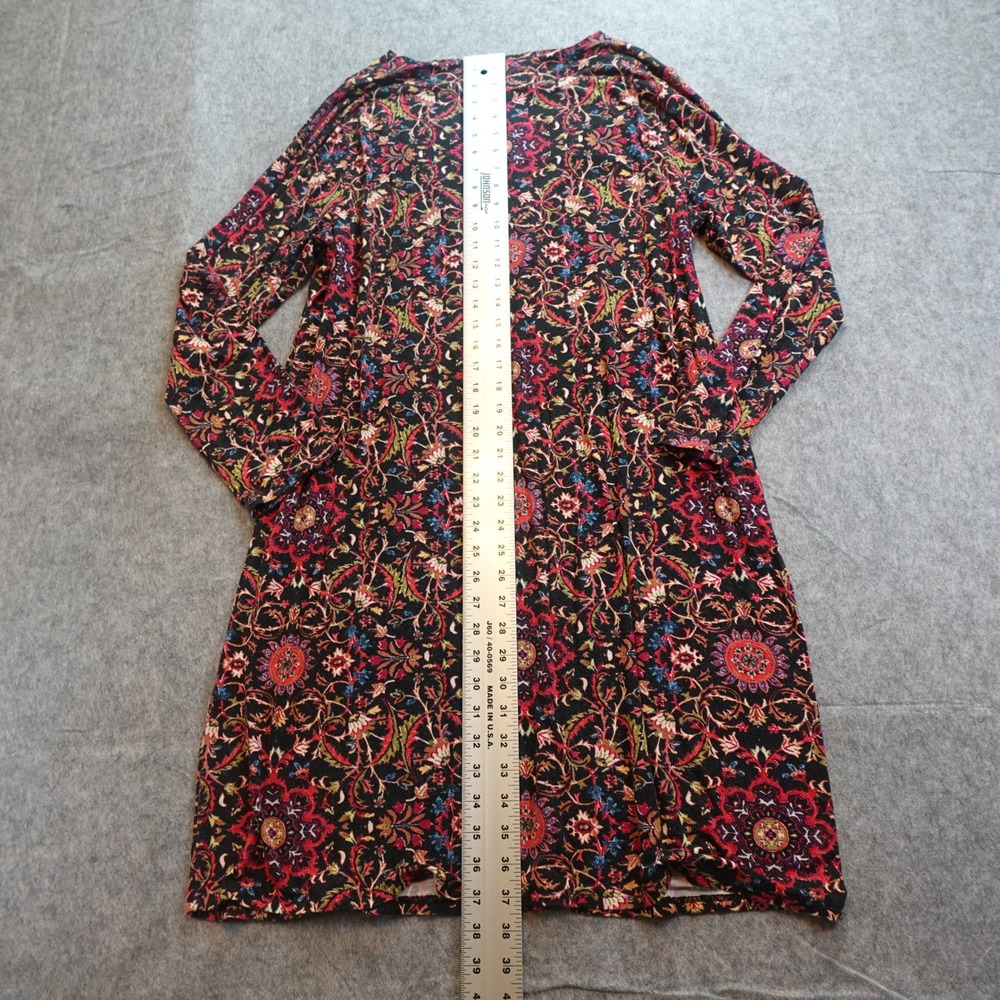 J Jill Dress Women Extra Large Red Floral Mandala Paisley Long Sleeve Knit - Picture 7 of 11